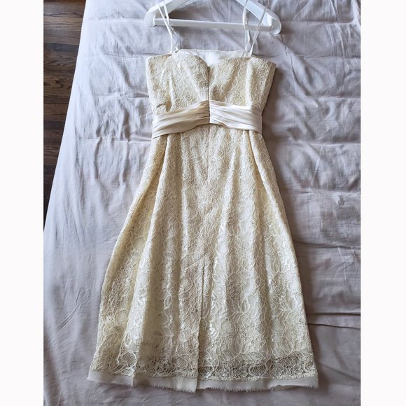 NWT BCBGMaxAzria Champagne Strapless Lace Dress (Cream, Size 2) - Picture 6 of 9